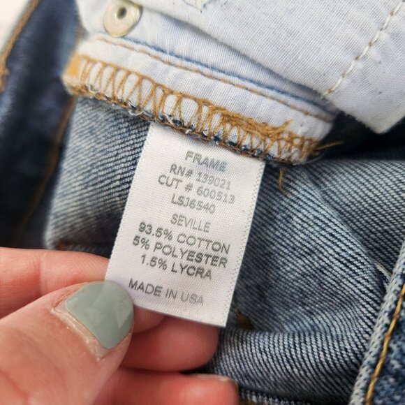 Frame Denim Le Skinny de Jeanne Medium Wash Stretch Skinny Jeans Distressed 26 - Picture 9 of 9